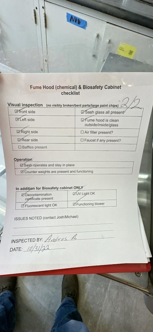 4' Nuaire Biosafety Cabinet w Stand A/B3 Virology NU(S6LLST2719)