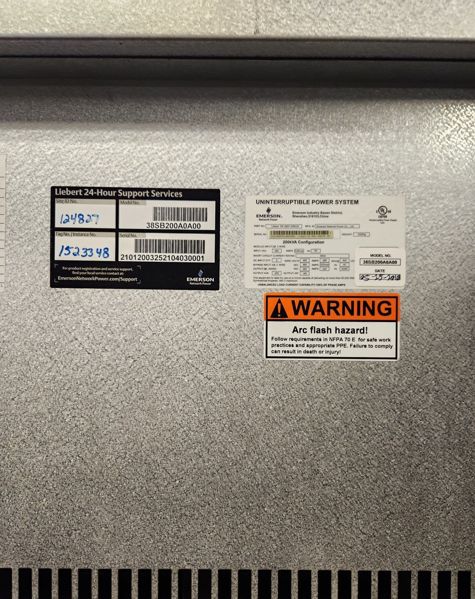 200kVA Liebert NX UPS 38SB200A0A00 w/ 2 Bat Cabs 480V 2010(101482)