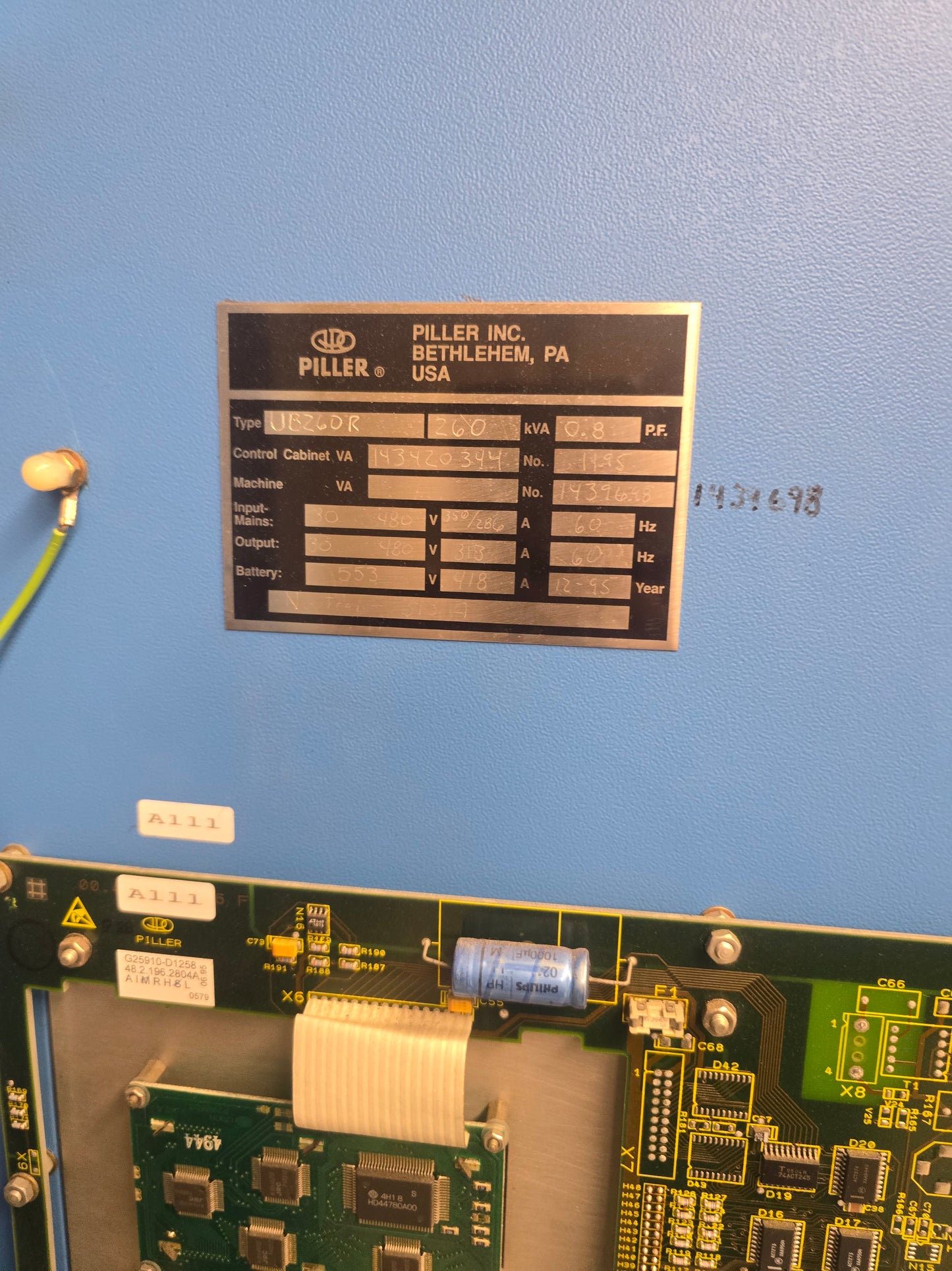 Piller UB260R UNIBLOCK 260 kVA 480V 3PH Industrial UPS Rotary Static System
