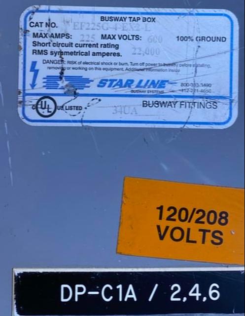 Starline Busway Tap Box 225A 600v EF225G4EX2L Busway Fitting(S6LLST4461)