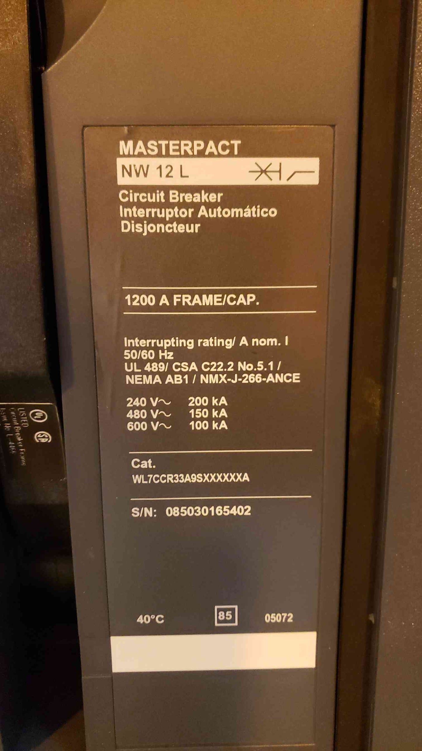NW12L 1200A MasterPact SquareD Shut Off in Mitsubishi C&C Cabinet (SKU:103114)(103114)