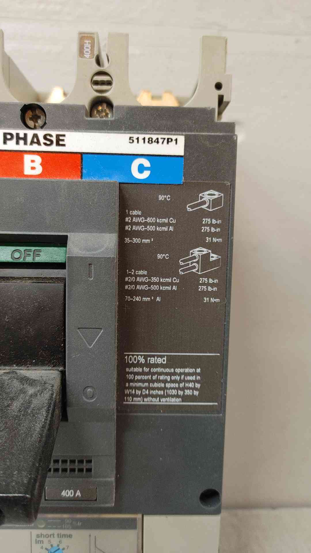 Square D PowerPact 400A 3 Pole Circuit Breaker 25KA 600V 527999P1(104738)
