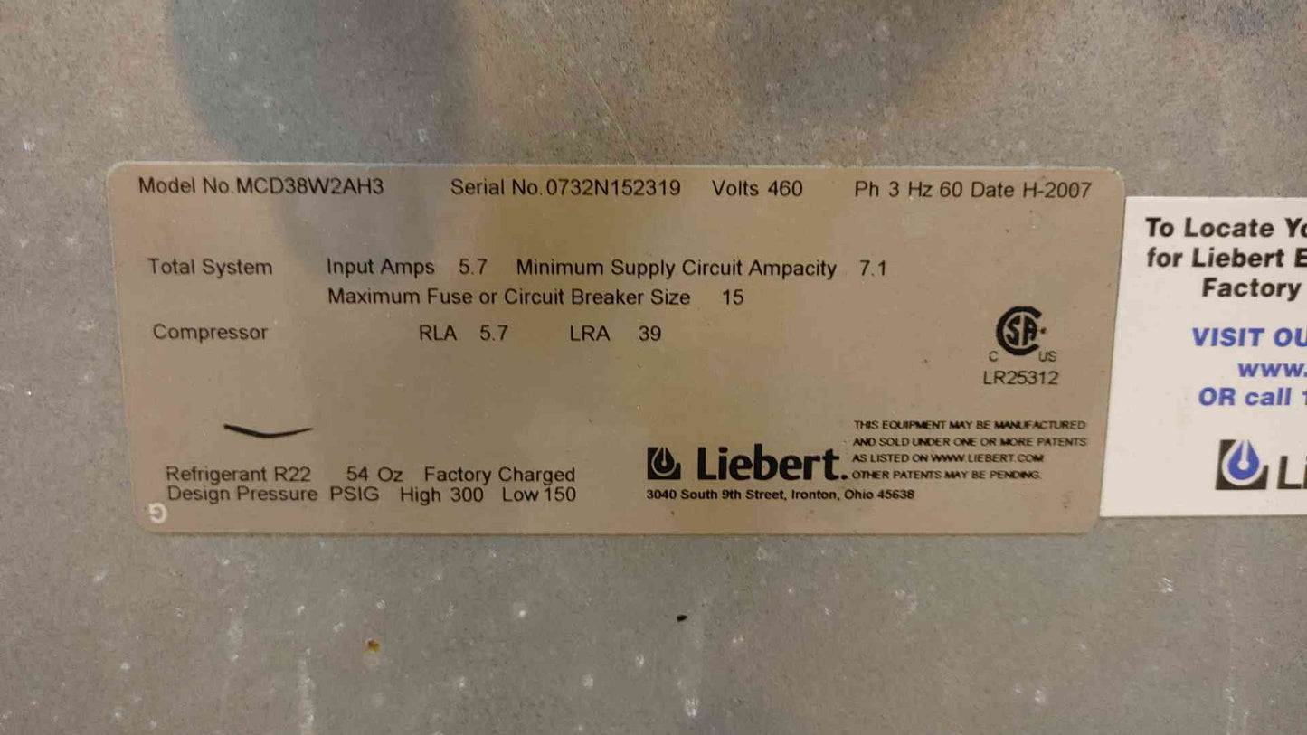 Liebert MCD Indoor Condenser 460V 3PH MCD38W2AH3(106367)
