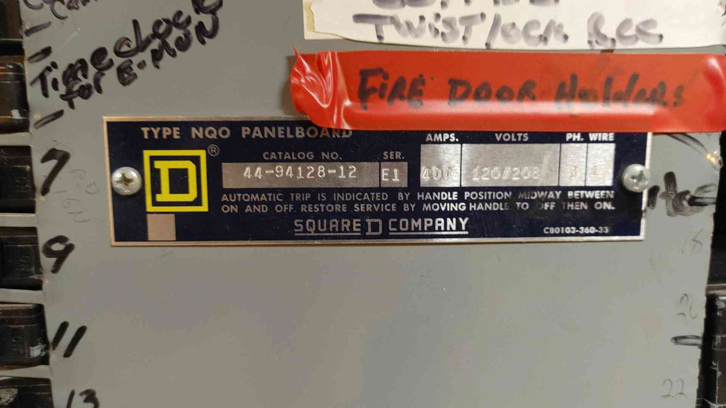 Square D NQOD Breaker Panelboard 400A 3PH Main & Dual Subfeed + 30U Distribution