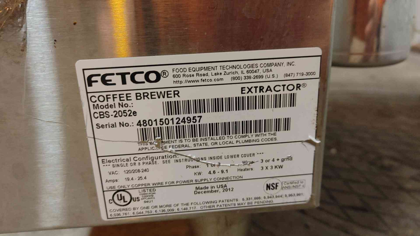AS-IS Fetco Coffee Brewer Extractor CBS-2052e 1 Side as-is