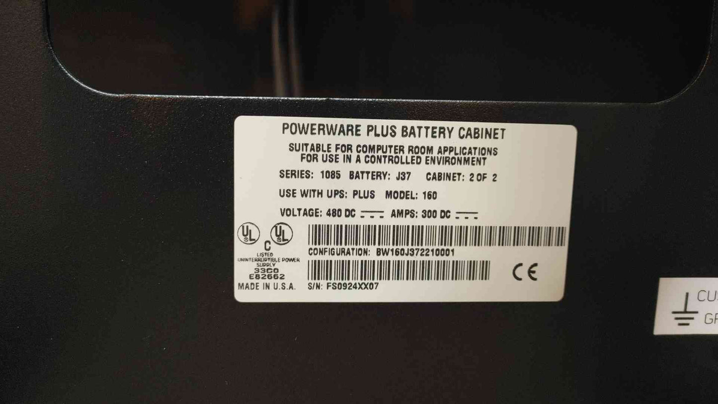 Powerware Plus Battery Cabinet 480VDC 300ADC 1085 Series (108570)