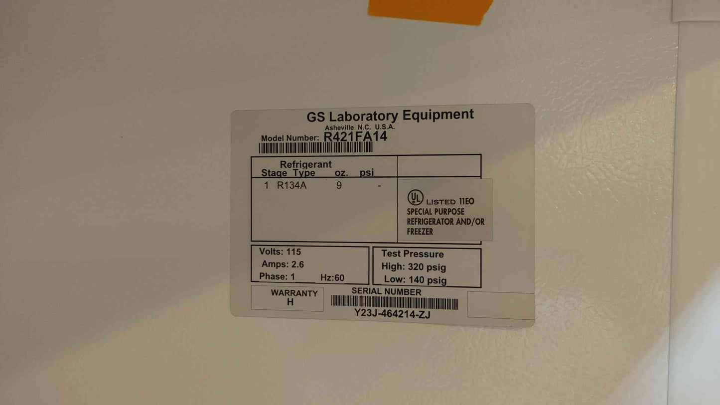 AS-IS Revco Laboratory Refrigerator 115V 1PH R421FA14 Flammable Storage (108697)