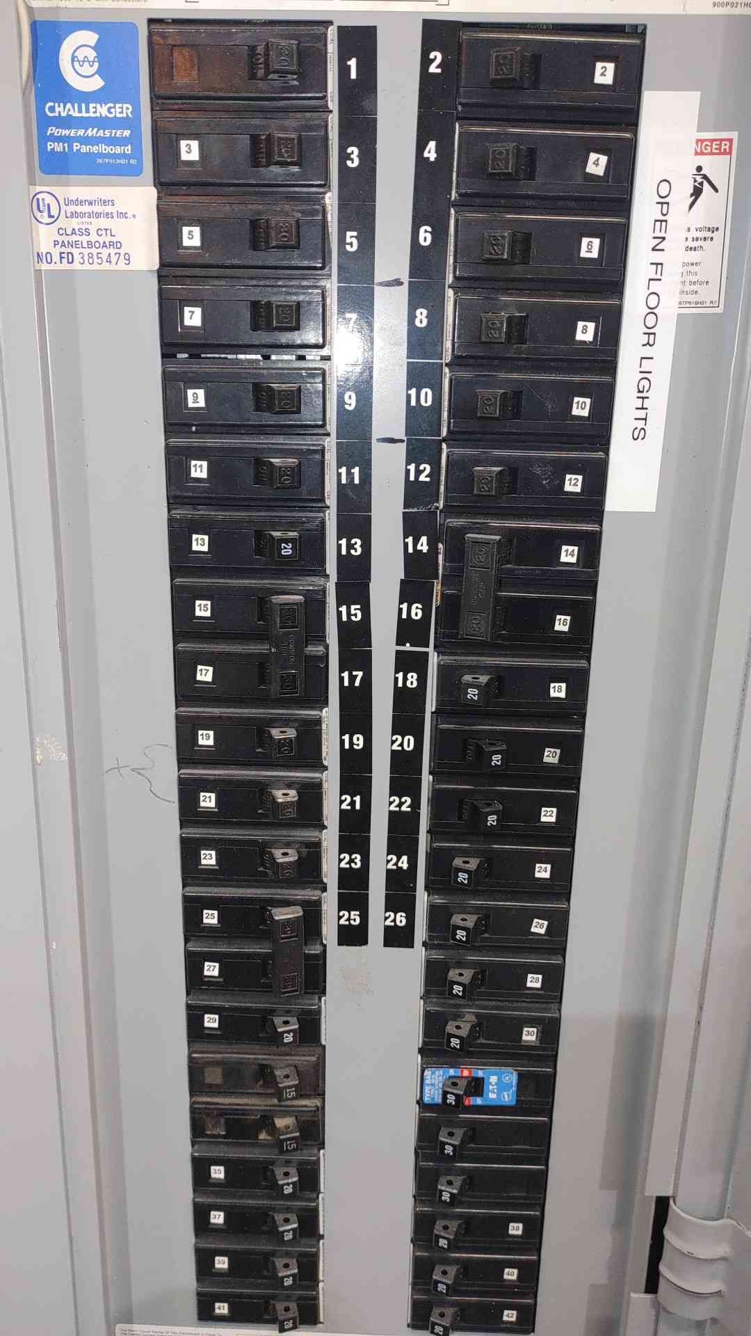 Challenger PowerMaster PM1 225A 3 Phase Panelboard Loaded With Siemens Breakers