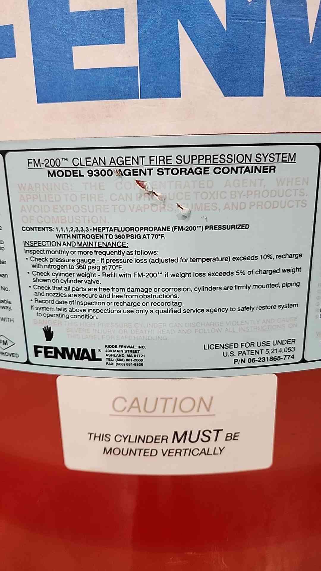 Fenwal 336 LBS FM-200 Fire Suppression System (SKU: 115237)