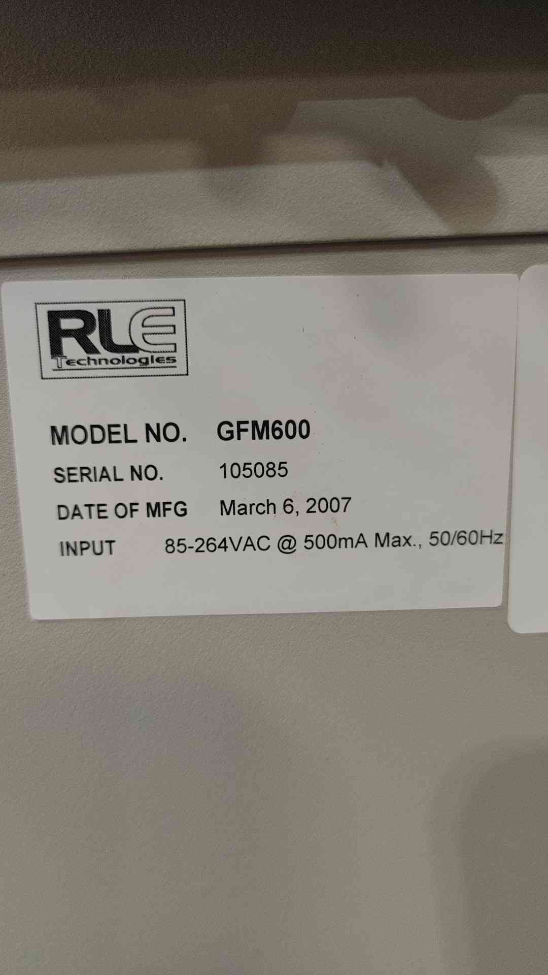RLE Technologies GFM600 Ground Fault Monitoring Panel 85-264VAC 0-600VDC Battery