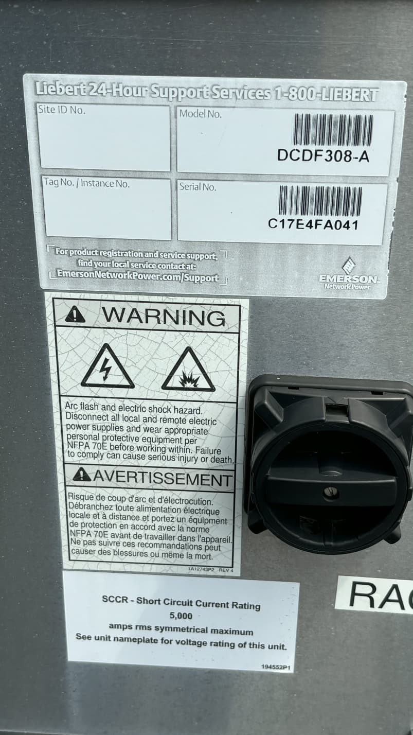 Liebert DCDF308-A Outdoor Air Cooled Condenser 3-Fan 460V 3PH Data Center