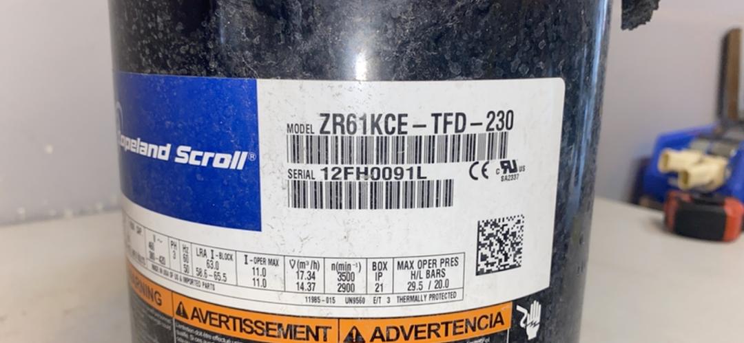 Copeland Scroll Compressor ZR61KCETFD203(S6LLST5912)