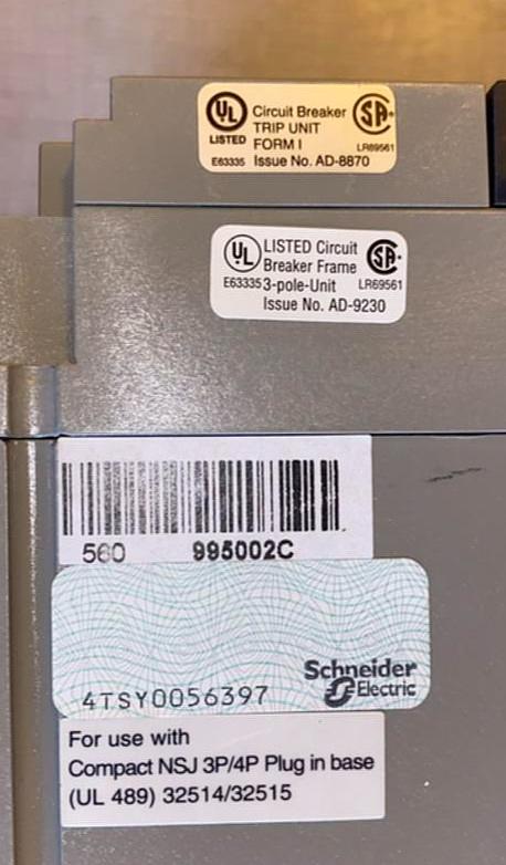 PowerPact Square D 400A Breaker 527397P1 DGF36400E20SO(S6LLST4414)