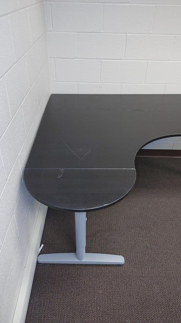 Black Wooden L Table w/ Metal Frame 63x59x28"(S6LLST11691)
