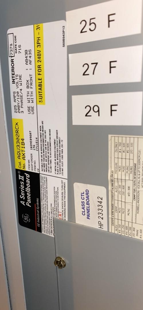 225A GE Panelboard 208/120v Loaded(S6LLST4079)