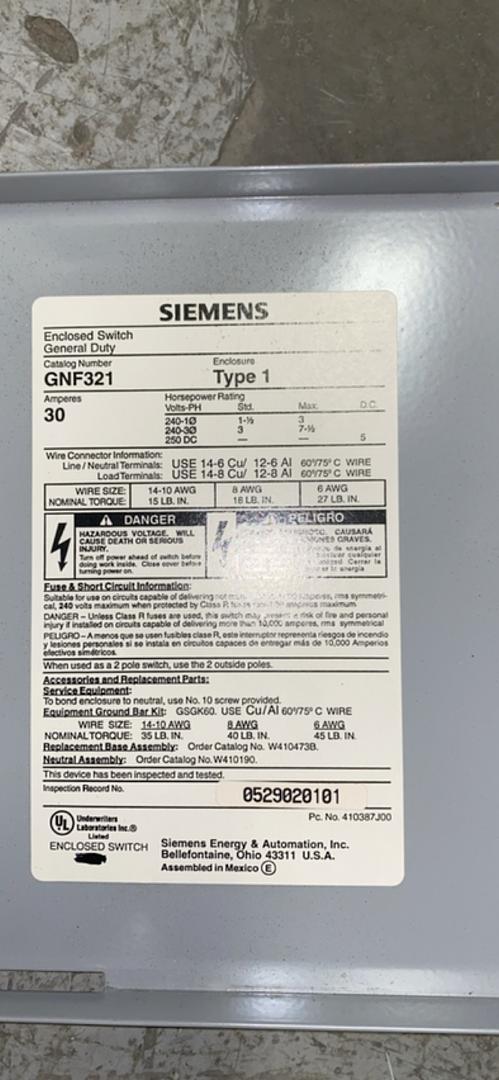 *Pickup Only* Lot of 3 Siemens 30A General Duty Enclosed Switch(S6LLST4397)