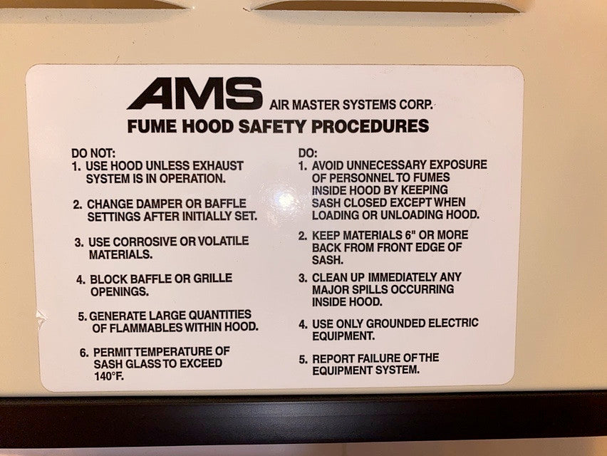 6' AMS AIR MASTER SYSTEMS Fume Hood(S6LLST0897)