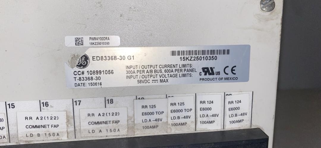 GE Micro BDFB 22 Lineage Power Distribution ED83368-30 G1 No Controller(S6LLST5204)
