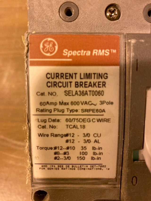 *Pickup Only* General Electric, SELA36AT0060, 60A(S6LLST1531)