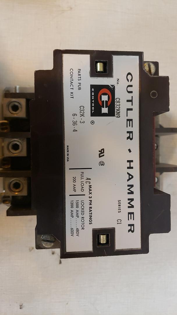 Cutler Hammer Size 4 Contactor C1 Series C832KN9 200A(S6LLST10734)