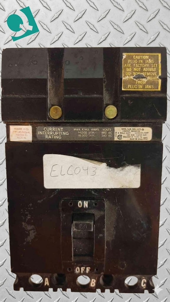 60A I-Line Square D Circuit Breaker 3 Pole 480VAC LK1857 (SKU:3649AA)(3649AA)