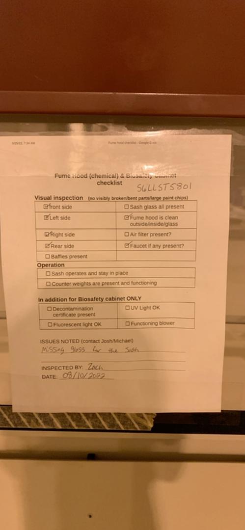 4' Walk In Kewaunee Supreme Air Open Front Fume Hood(S6LLST7878)