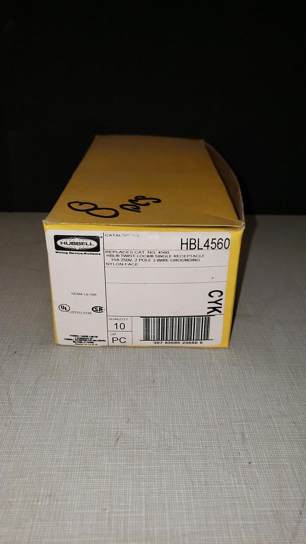 Lot of 8 Hubbell HBL4560CN Twist Lock Receptacle 15A 250V 3-Wire 2-Pole(S6LLST8676)