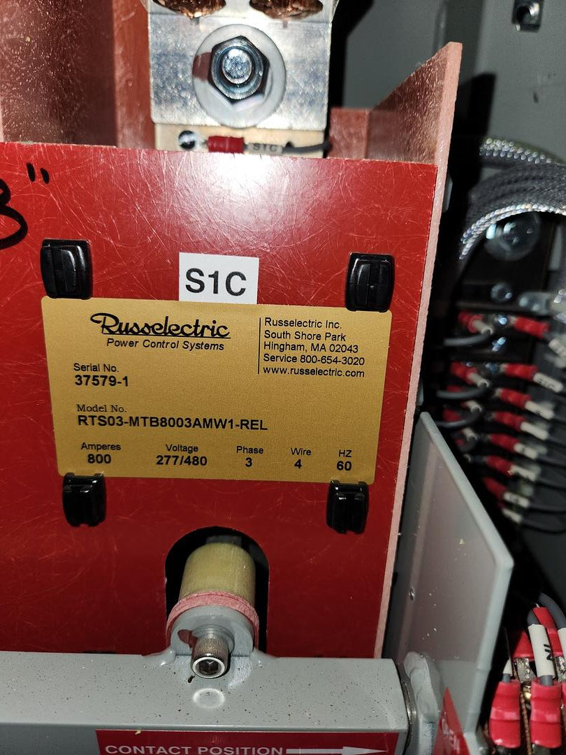 Russelectric 800A 480V 3PH 4W Bypass Isolation ATS Transfer Switch RTS03-MTB (S6LLST10508)