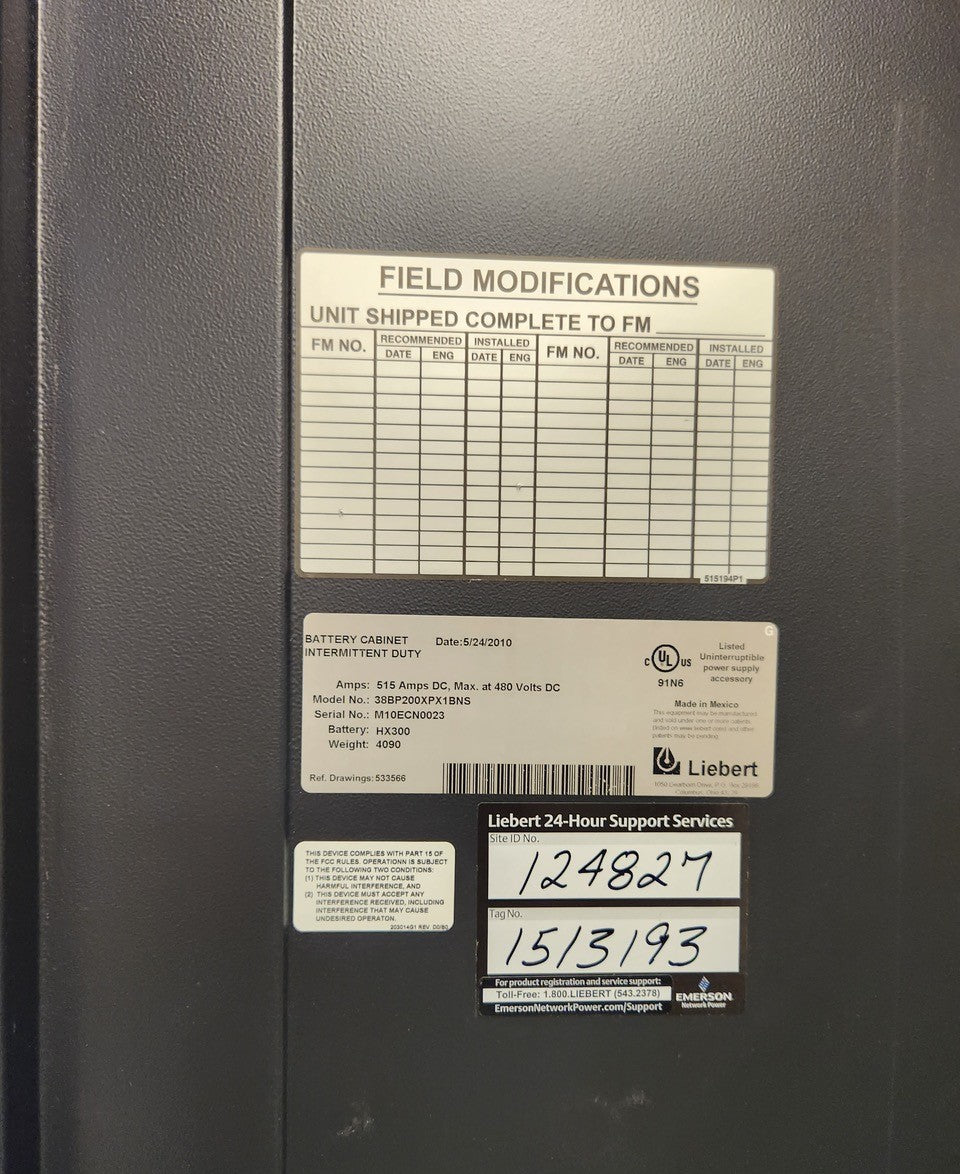 200kVA Liebert NX UPS 38SB200A0A00 w/ 2 Bat Cabs 480V 2010(101482)