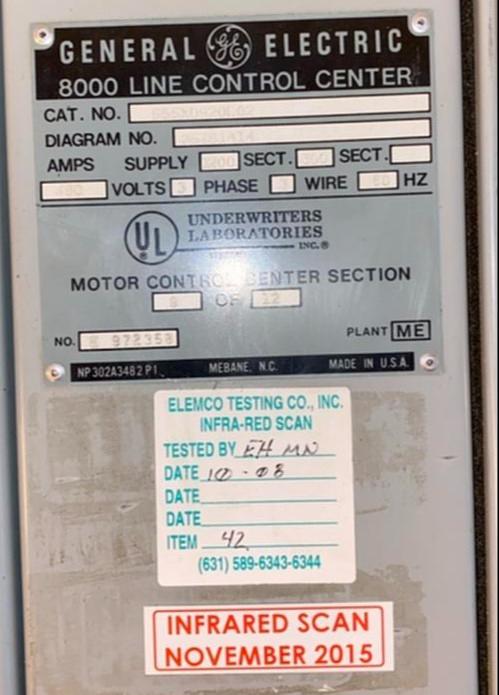 General Electric 8000 Line MCC Motor Control Center 480V 1200A(S6LLST3971)