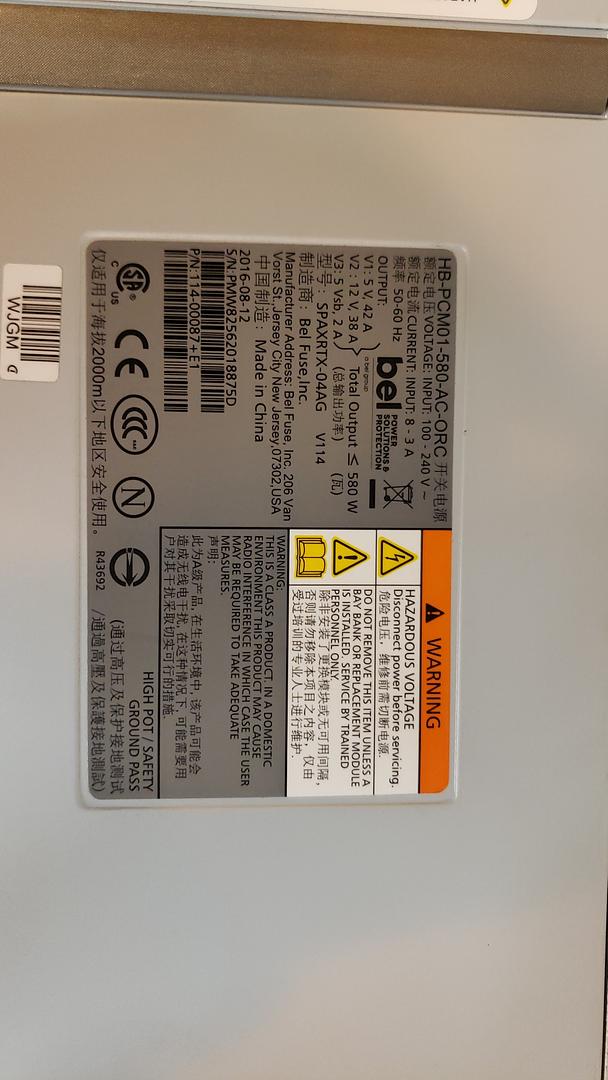 *Pickup Only* Lot of 2 Netapp HB-PCM01-580-AC Power Supply(S6LLST8899)