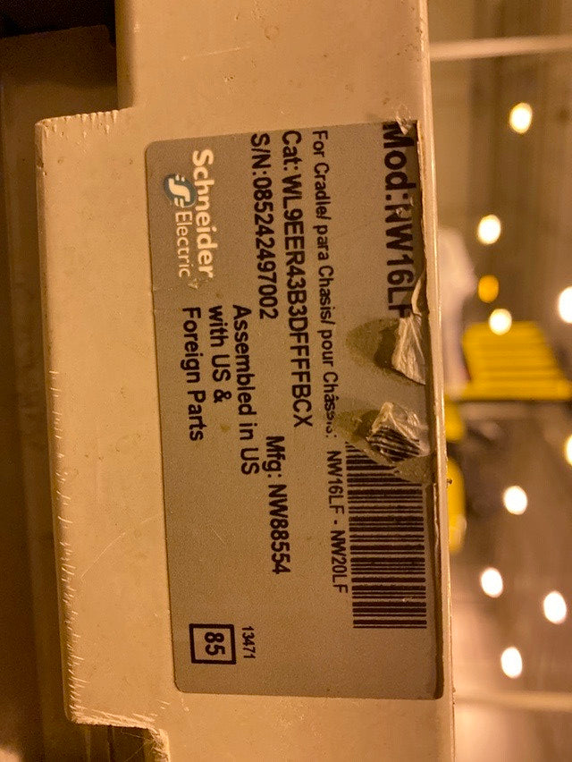 Square D NW16LF Masterpact 1600A Circuit Breaker (S6LLST1578)