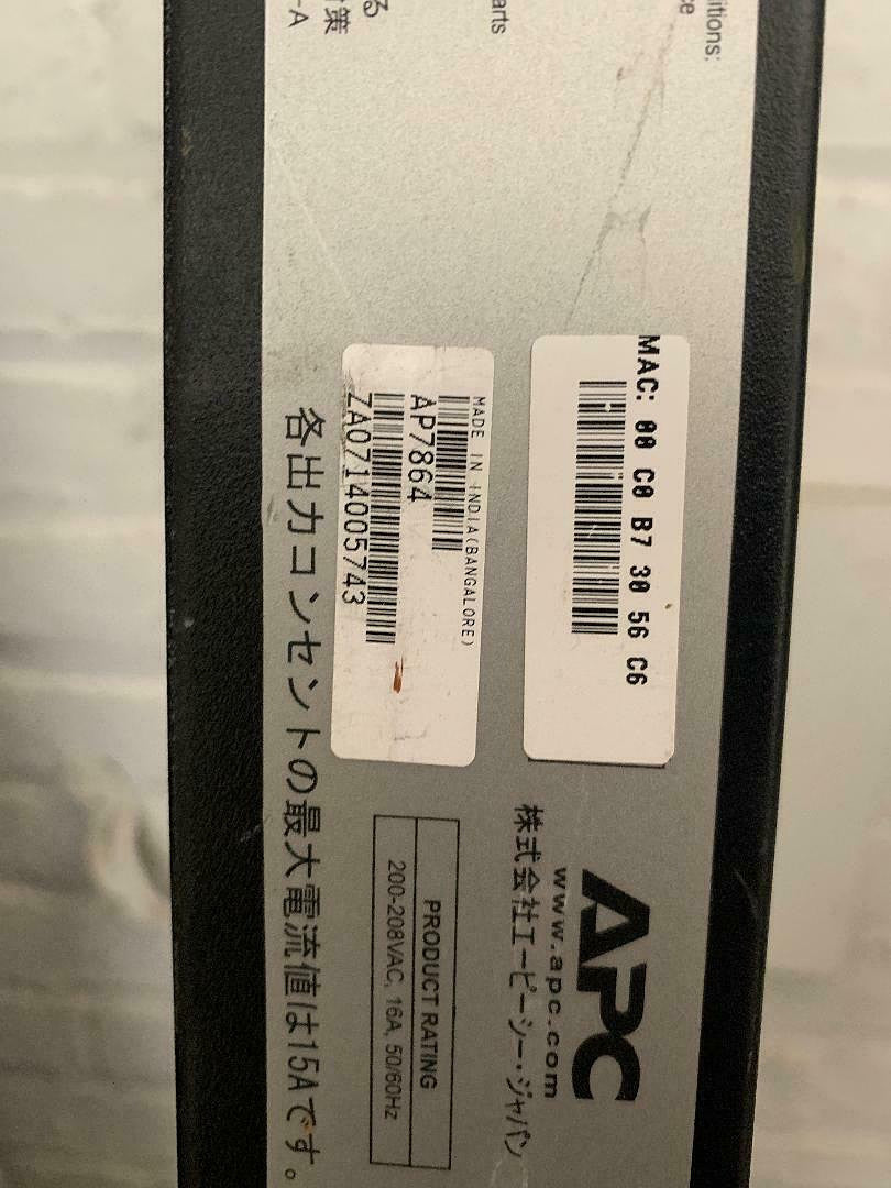 *Pickup Only* AP7864 Rack PDU, Metered, Zero U, 5.7kW, 208V, (36)C13 & (6)C19(S6LLST0242)