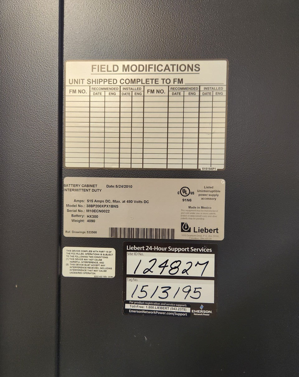 200kVA Liebert NX UPS 38SB200A0A00 w/ 2 Bat Cabs 480V 2010(101482)