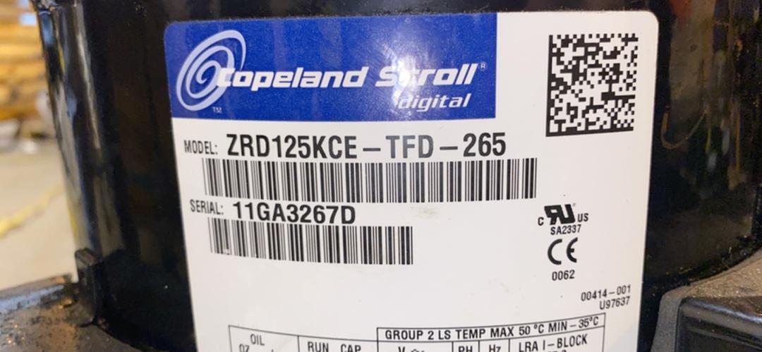 Copeland Scroll Compressor Digital ZRD125KCETFD265(S6LLST4692)