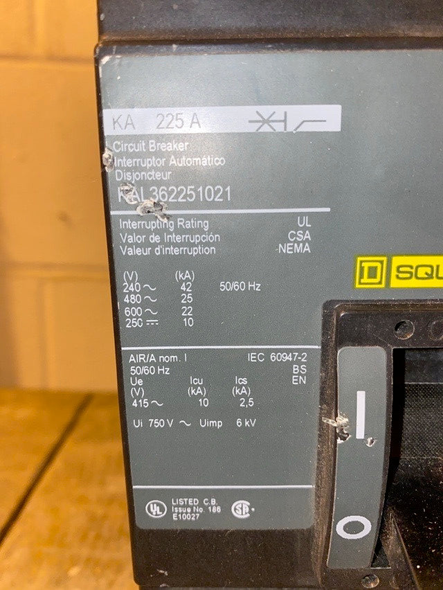 225A Square D Circuit Breaker KAL362251021(S6LLST1316)