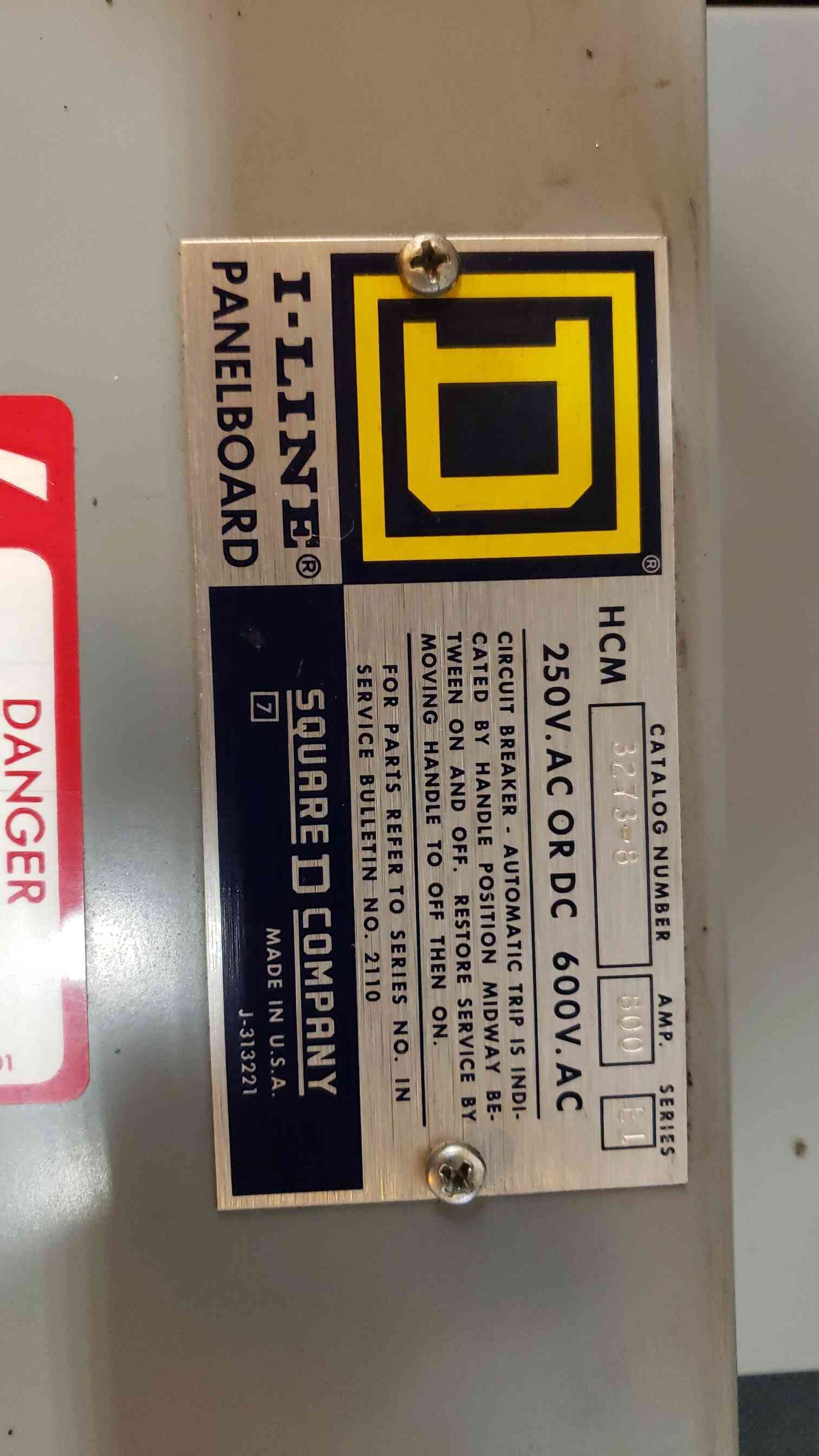 800A Square D I-Line Breaker Panel board 250V(100311)