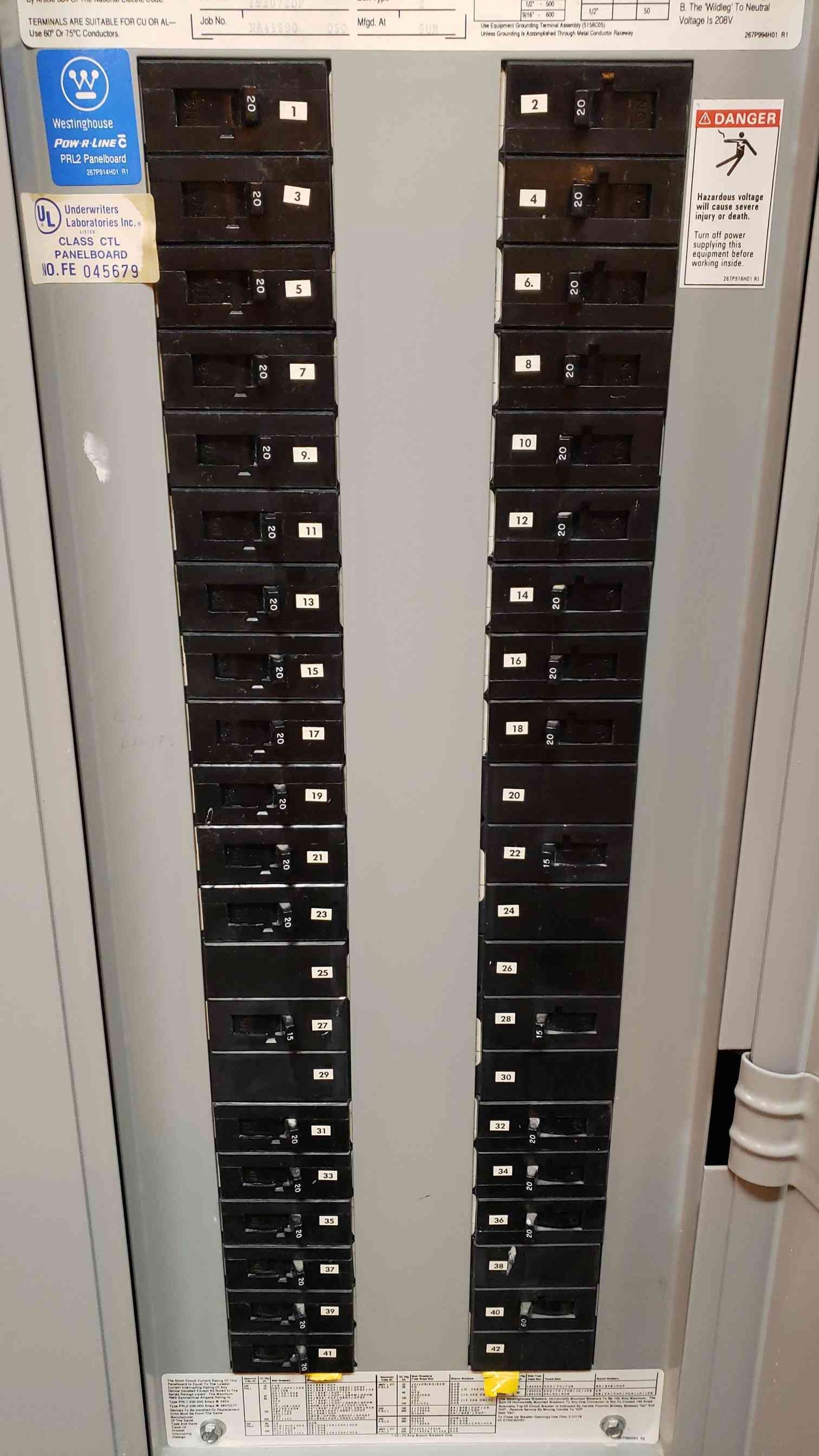 225A PRL3 480V, 277V PowRLine Panelboard 42 Breaker + Main(3392AA)