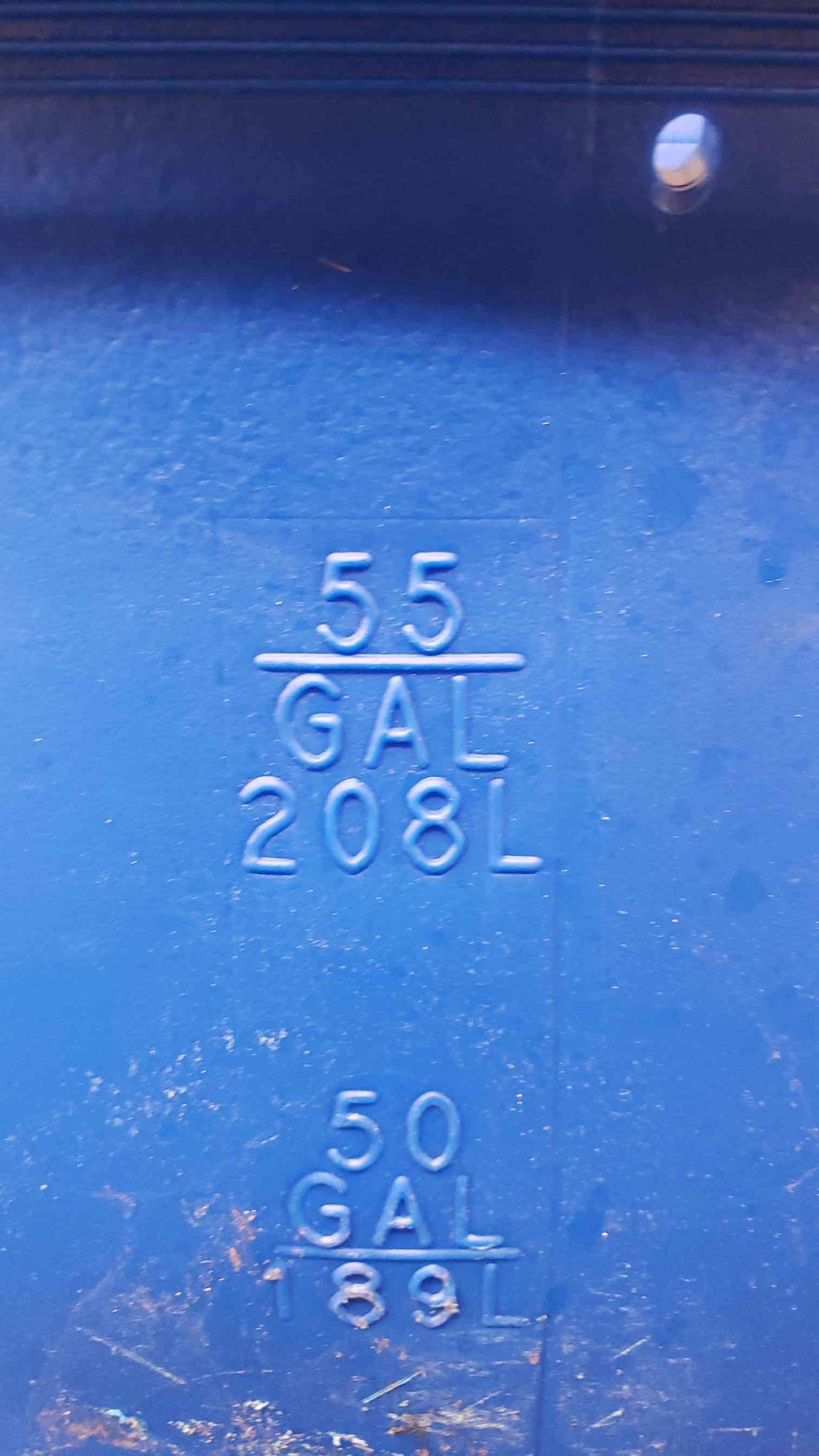 *Pickup Only* Blue Plastic 55 Gal Container(100589)