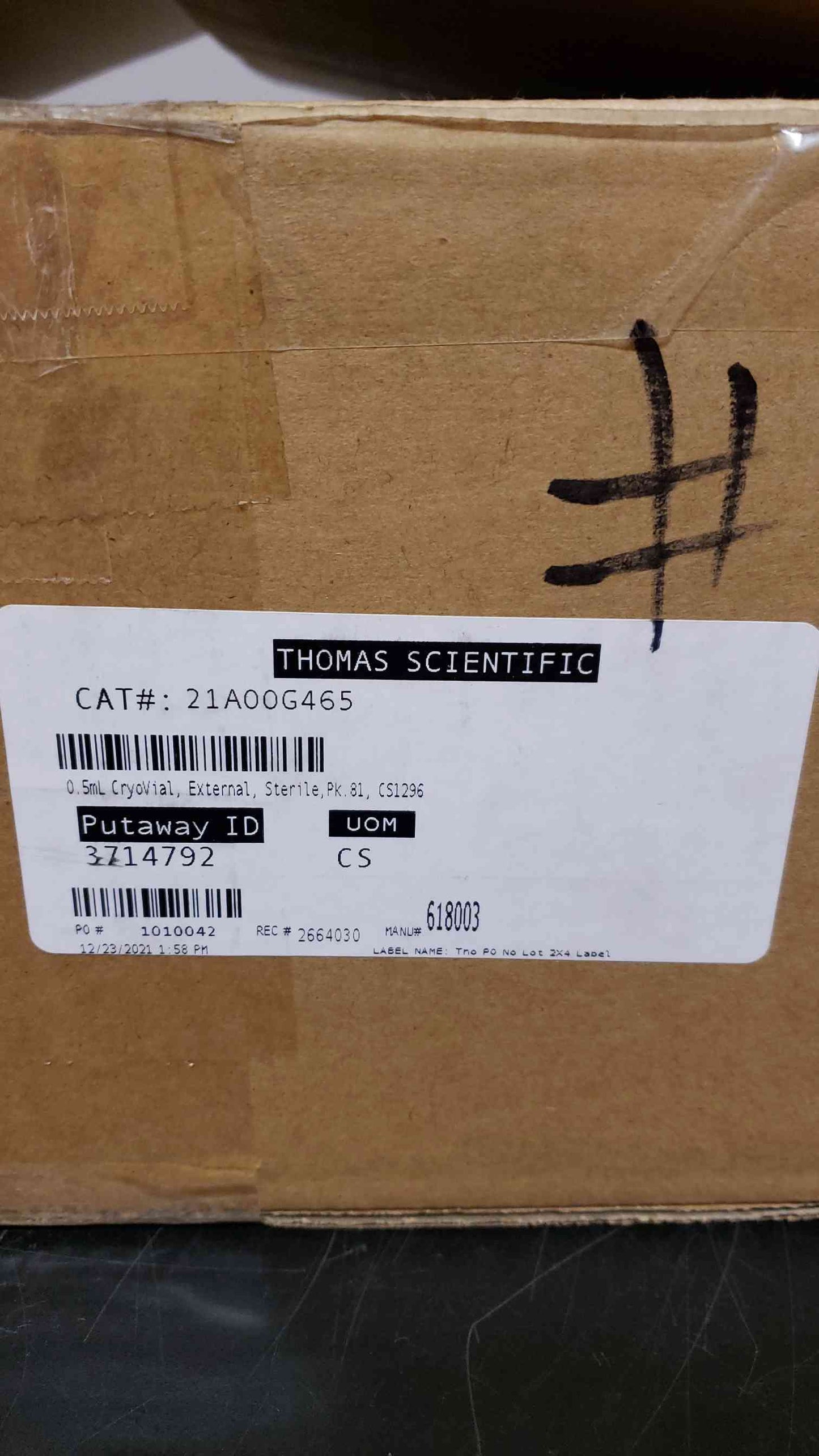 Qty 1296 Case Nest Biotechnology 0.5mL Cryogenic Vial Racked (9x9) Self-Standing, External Thread Polypropylene, Non-pyrogenic Rnase/Dnase Free Sterile