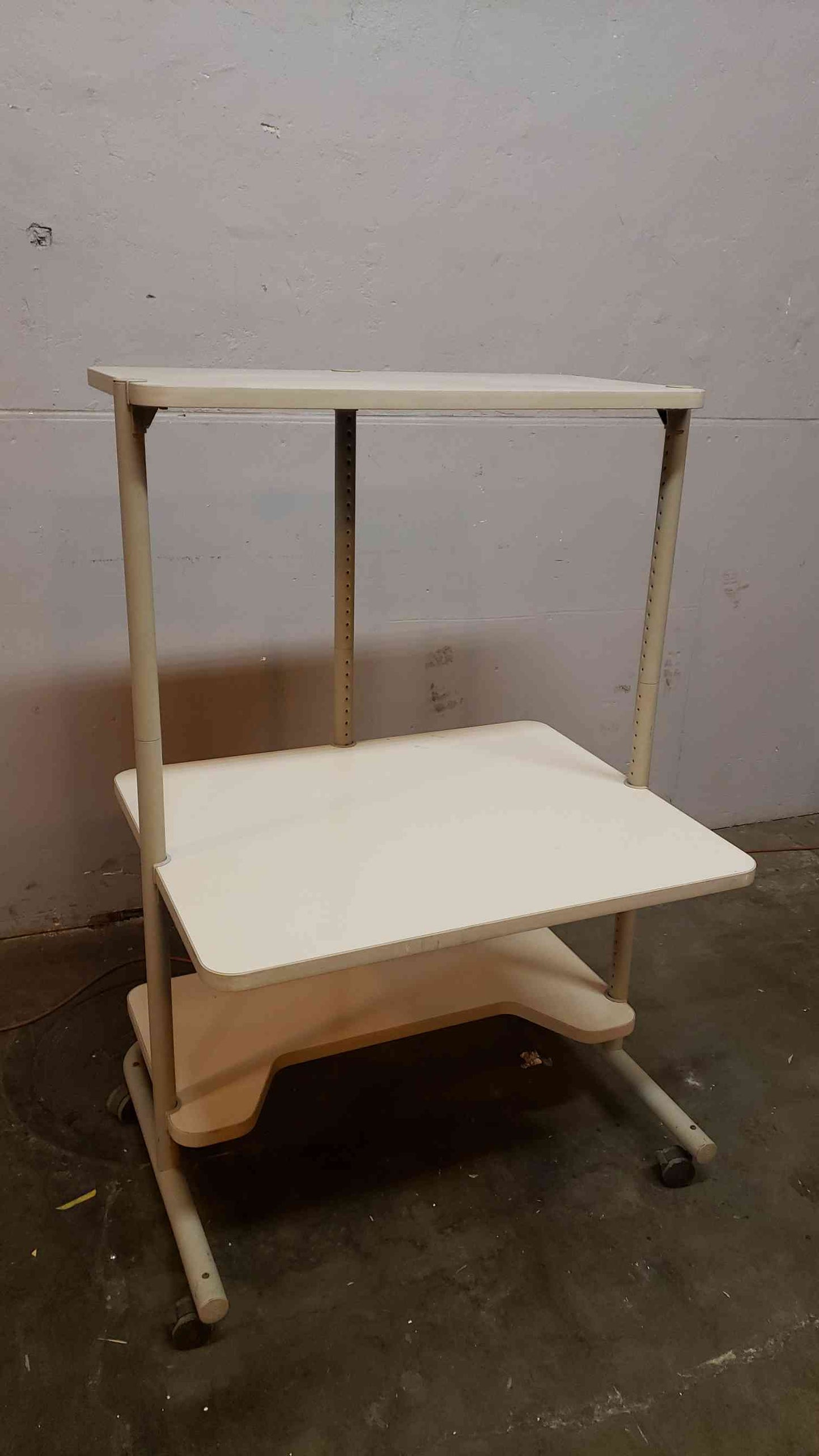 3' Rolling Adjustable Three Tier Wooden Desk (SKU: 1938AA)(1938AA)