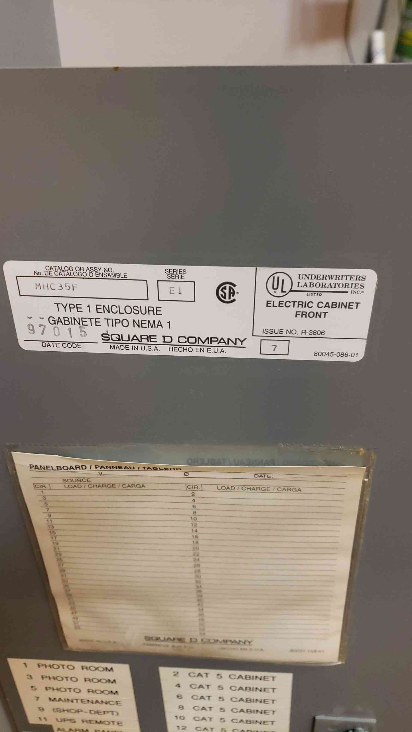 225A NQOD Square D MHC35F Breaker Panel Board 120/208/240V(100298)