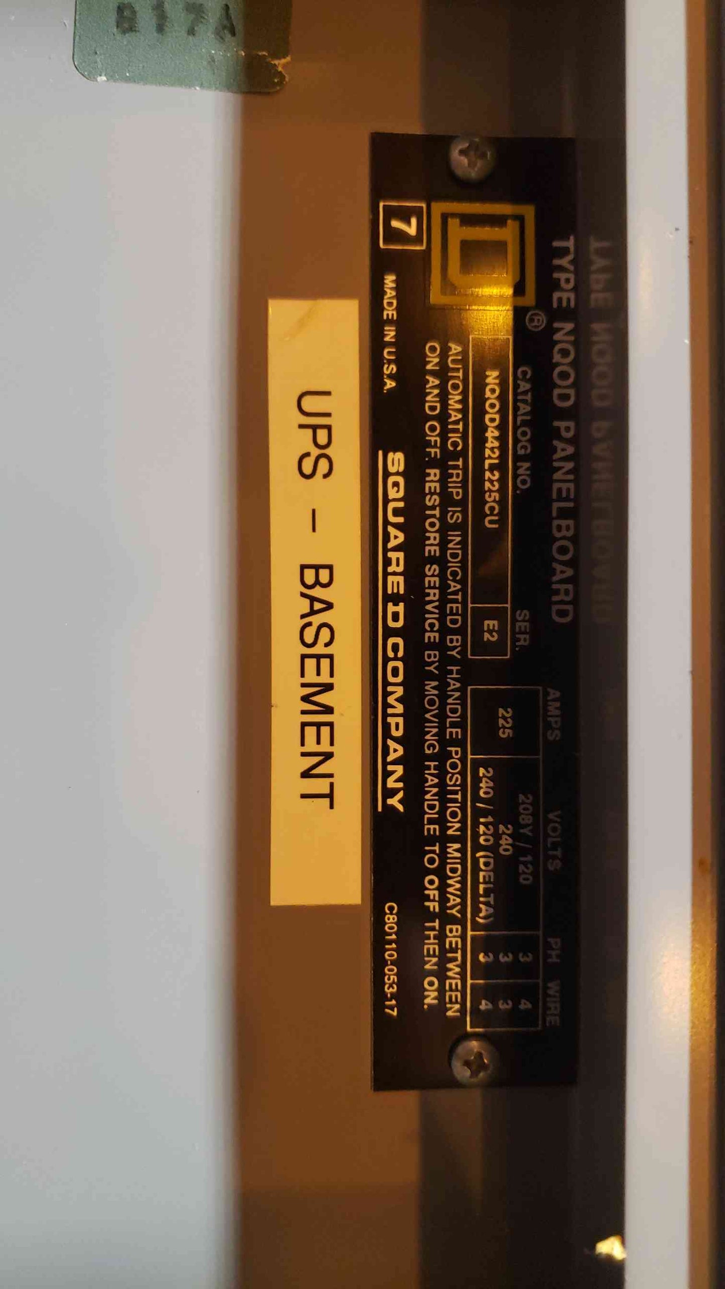 225A NQOD Square D MHC35F Breaker Panel Board 120/208/240V(100298)