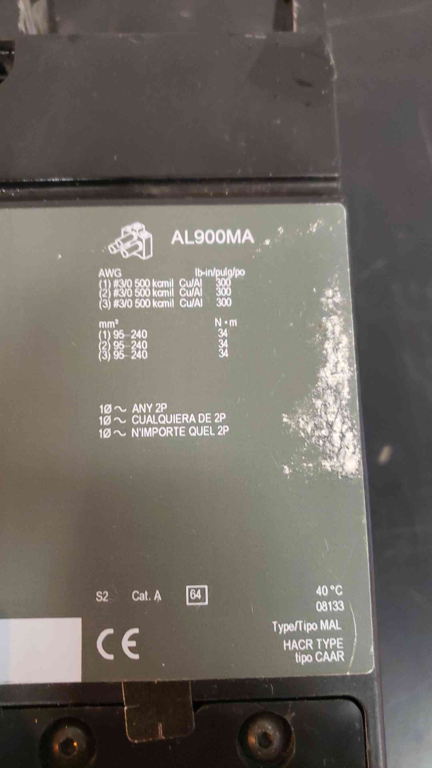 Square D 1000 Amp Breaker MH 1000 A MHL3610001212 (SKU: 2863AA)(2863AA)