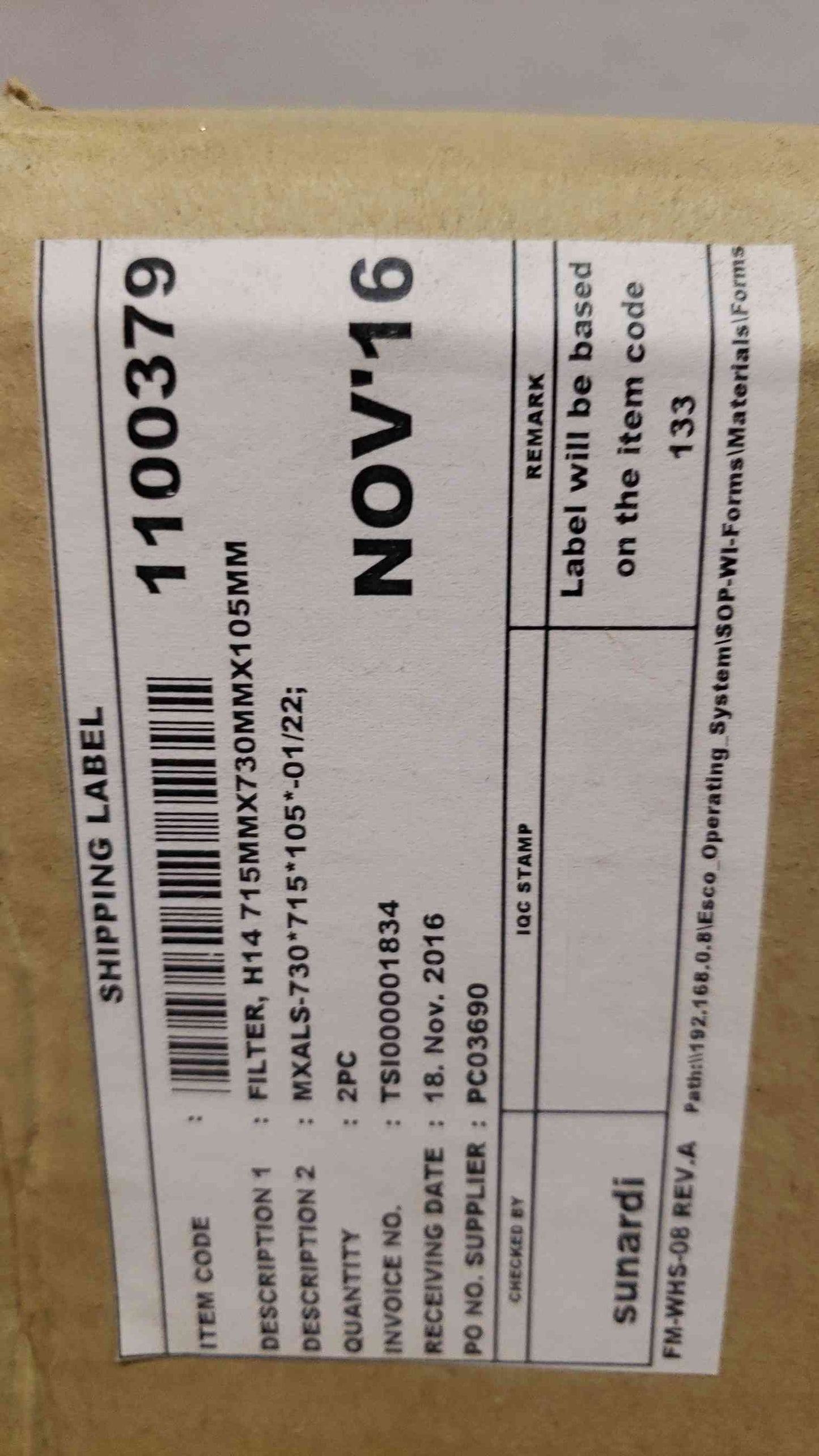 Camfil Filter H14 Maxilar Special MXALS-730 NEW (SKU: 2364AA)(2364AA)