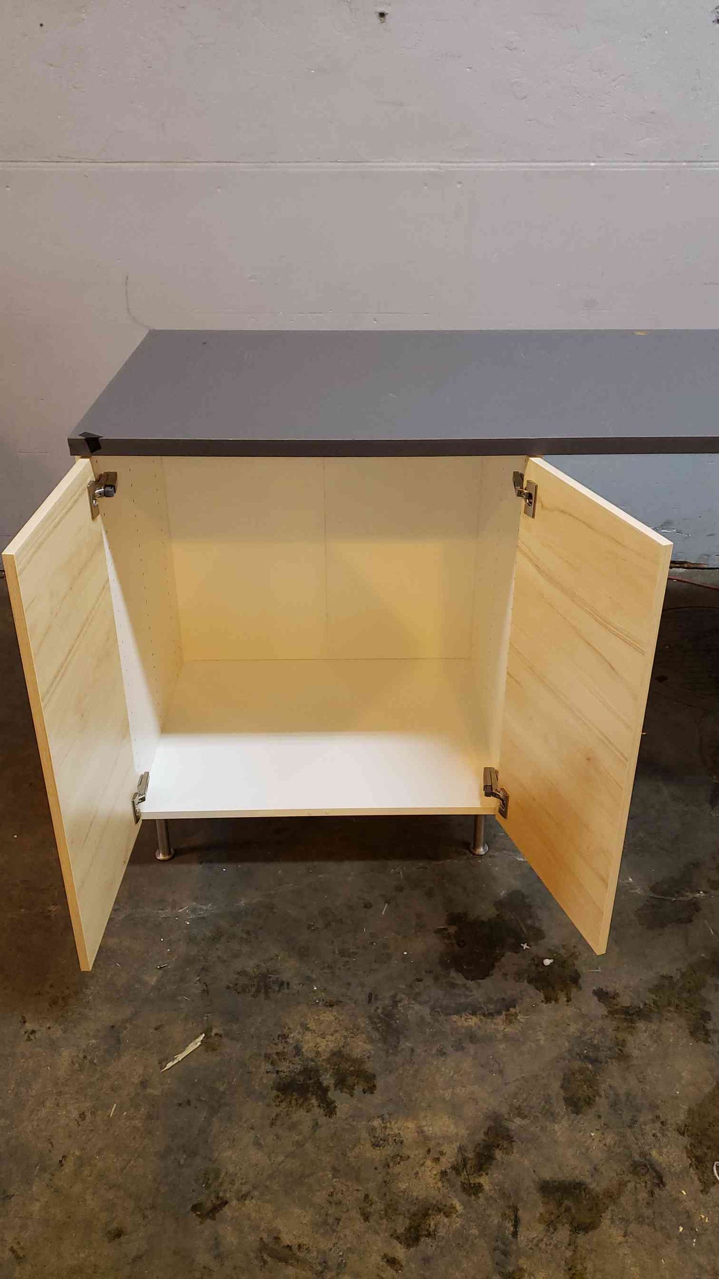 7' Lab Bench Table W/ 2 Storage Cabinets Wood w/ Counter Top(1932AA)