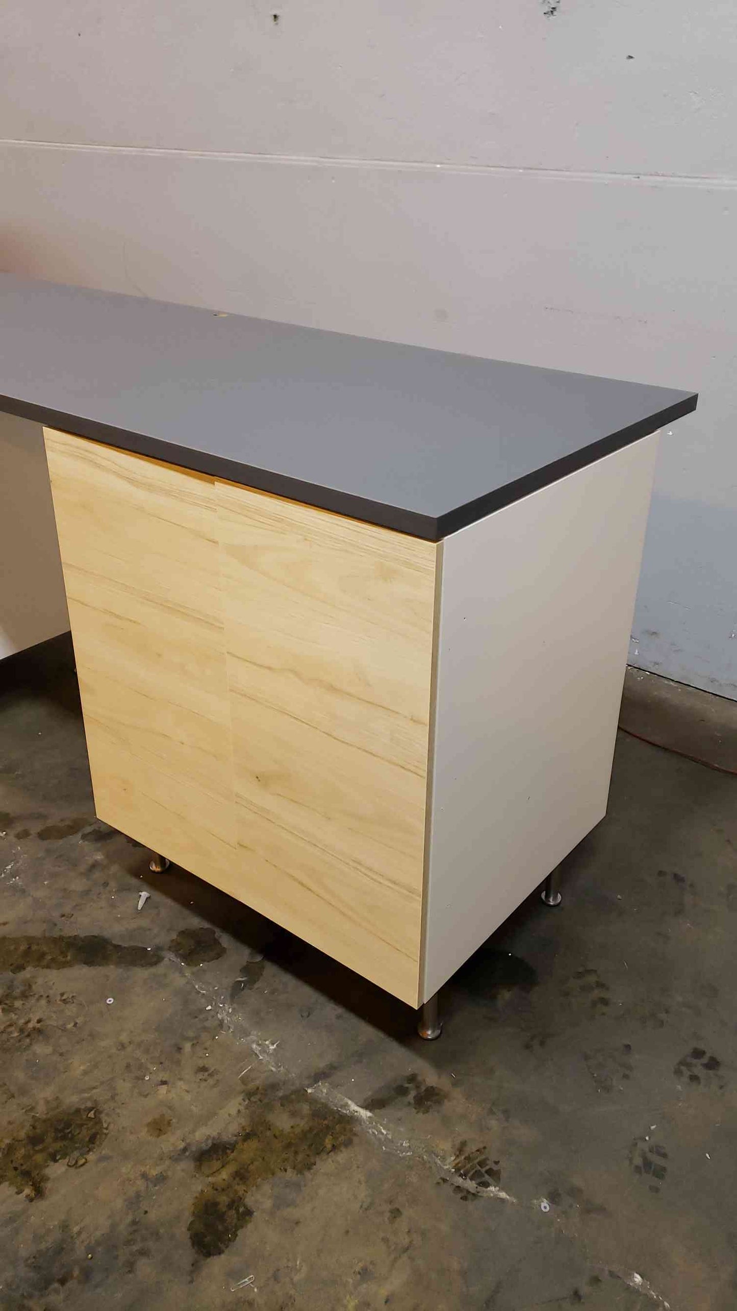 7' Lab Bench Table W/ 2 Storage Cabinets Wood w/ Counter Top(1932AA)
