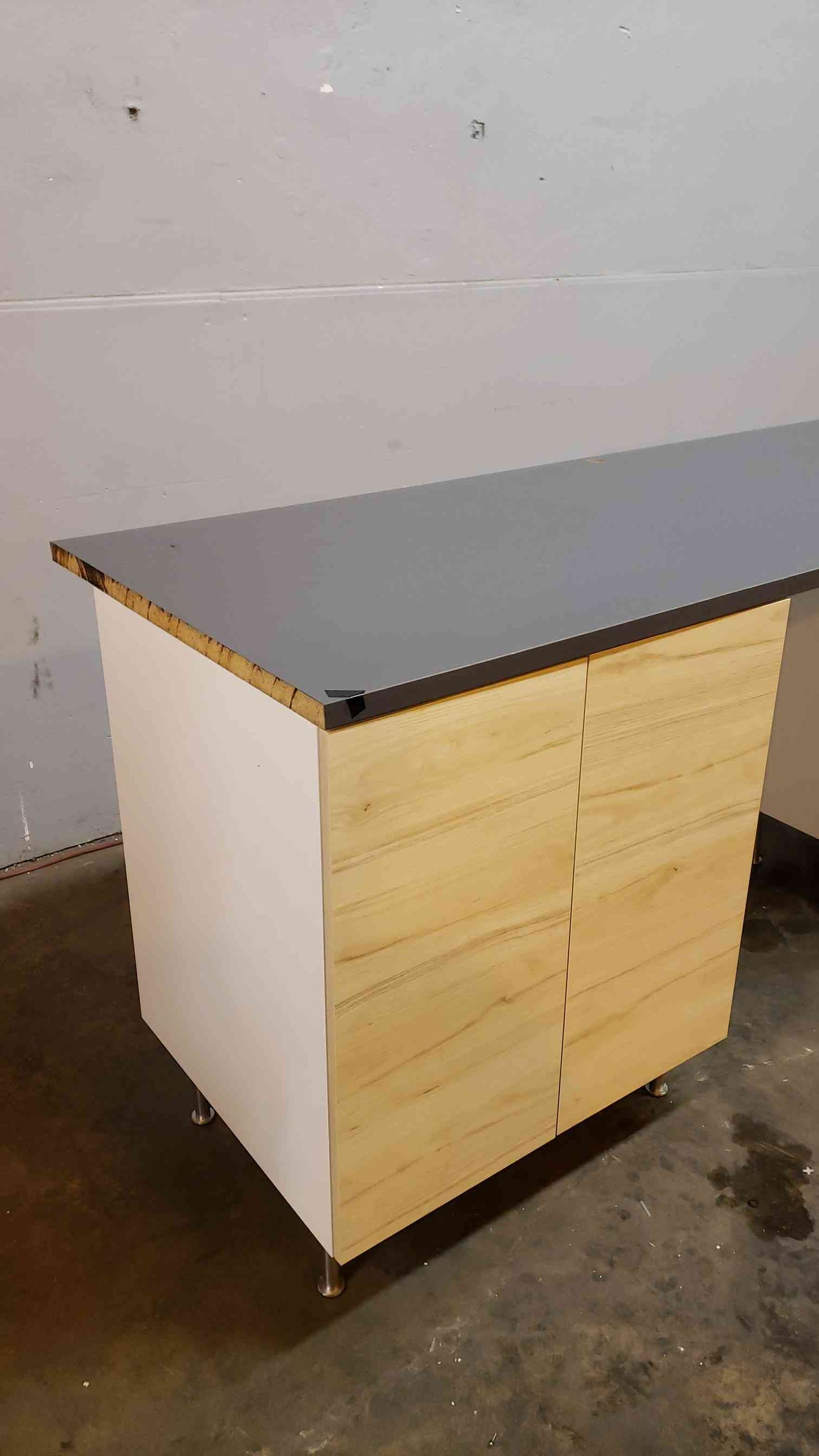 7' Lab Bench Table W/ 2 Storage Cabinets Wood w/ Counter Top(1932AA)