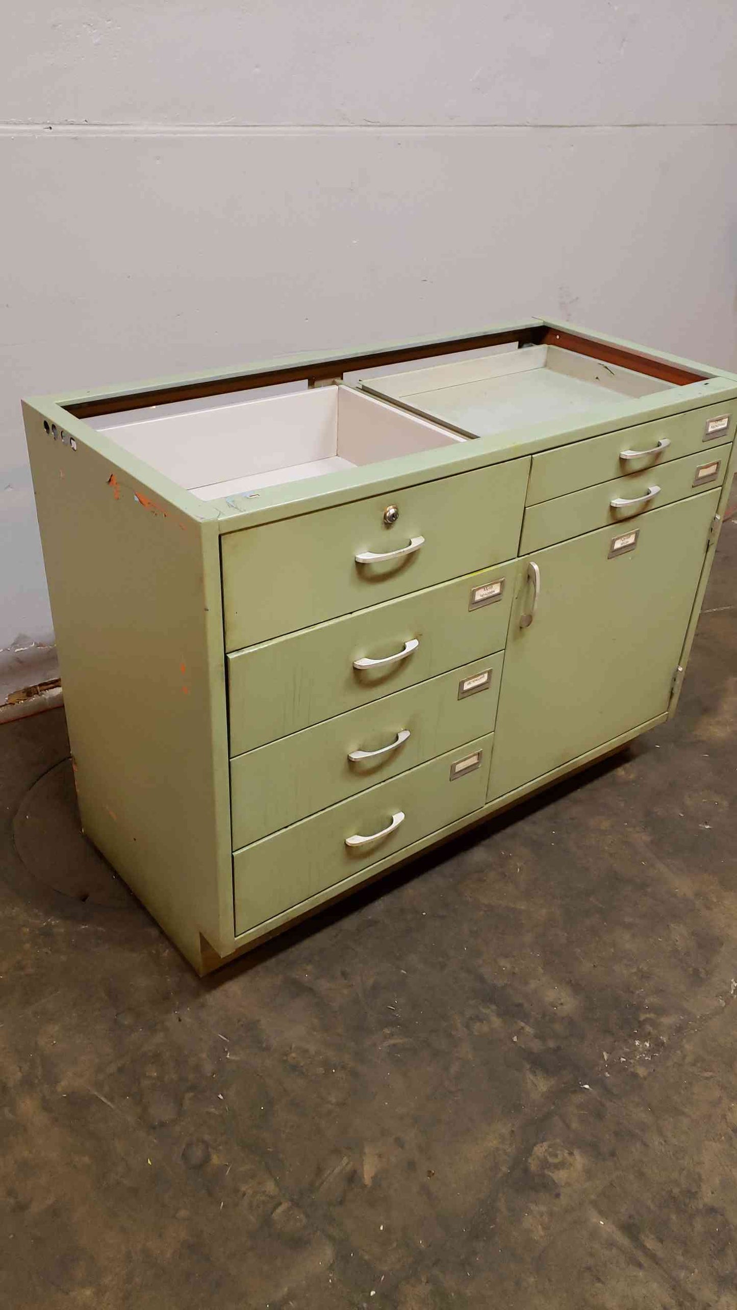 4' Green Kewaunee Casework W/6 Drawers 1 Door(101005)