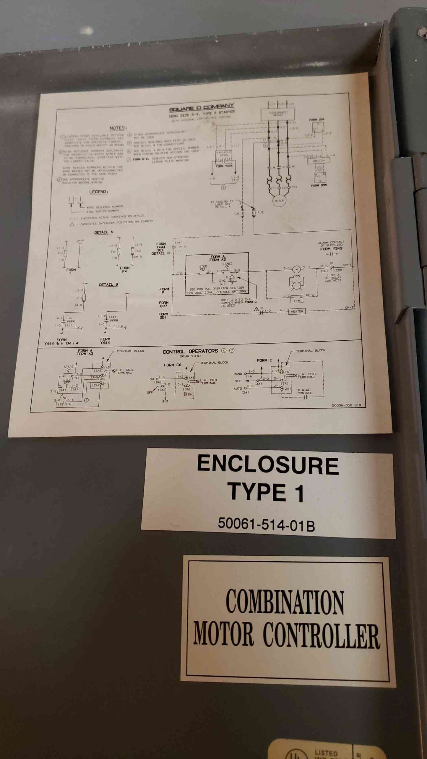 Square D Motor Control Type 1 Enclosure Size 1 8536 Starter (SKU: 3927AA)(3927AA)